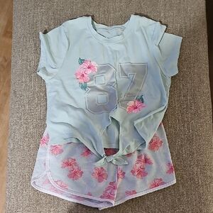 Mumu Coco Light Blue and Pink Floral Pajama Set